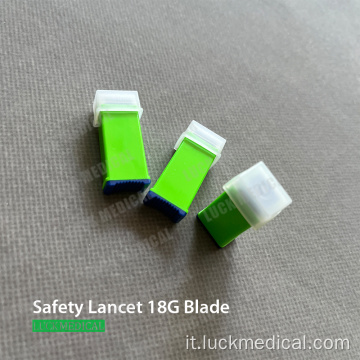 Sicurezza Blood Lancet Blade Tipo 18G